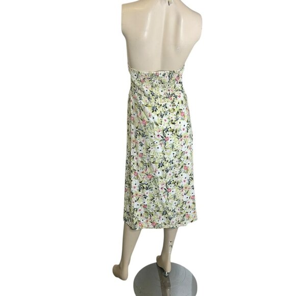 Reitmans Linen Blend Floral Midi Sundress Smocked Sz XL Boho Milk Maid Lined Tie - Picture 5 of 8